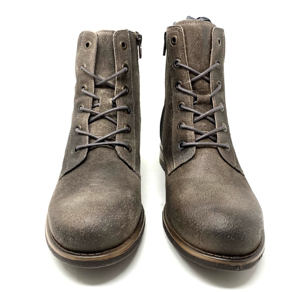 Taos Boot Camp Smoke Rugged Leather Lace Up Ankle Boot Arch Support Zipper - Picture 4 of 8